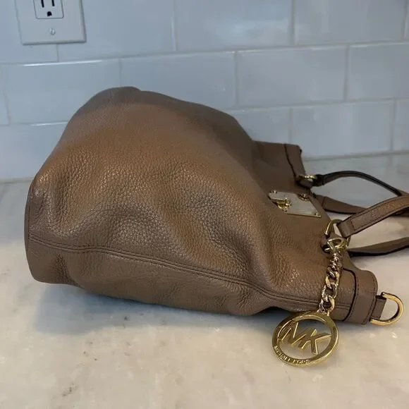 Michael Kors Bag Purse Handbag Leather Channing Large Pebbled Satchel Tote Bag - Picture 8 of 16